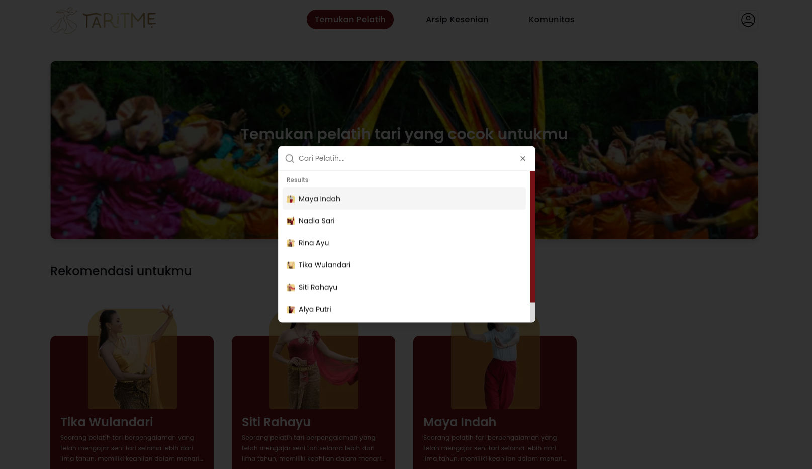 Search Command Temukan Pelatih