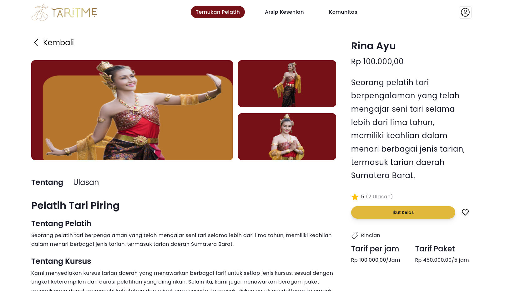 Detail Pelatih Tari