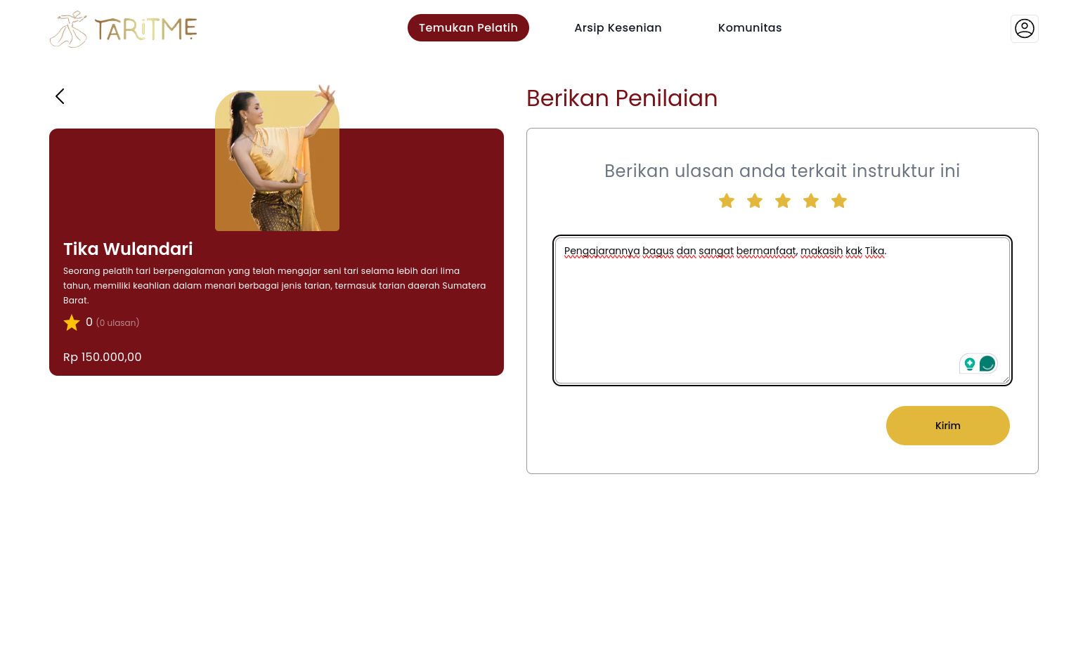 Penilaian Pelatih Tari