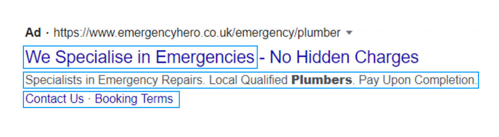 Paid search ad on Google