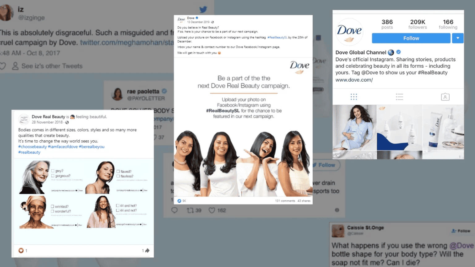 Dove marketing examples across social platforms