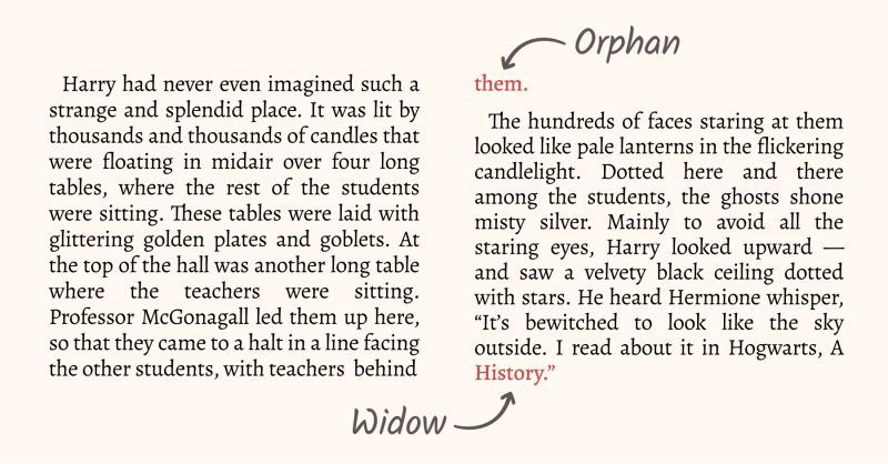 Text Widow and Orphan