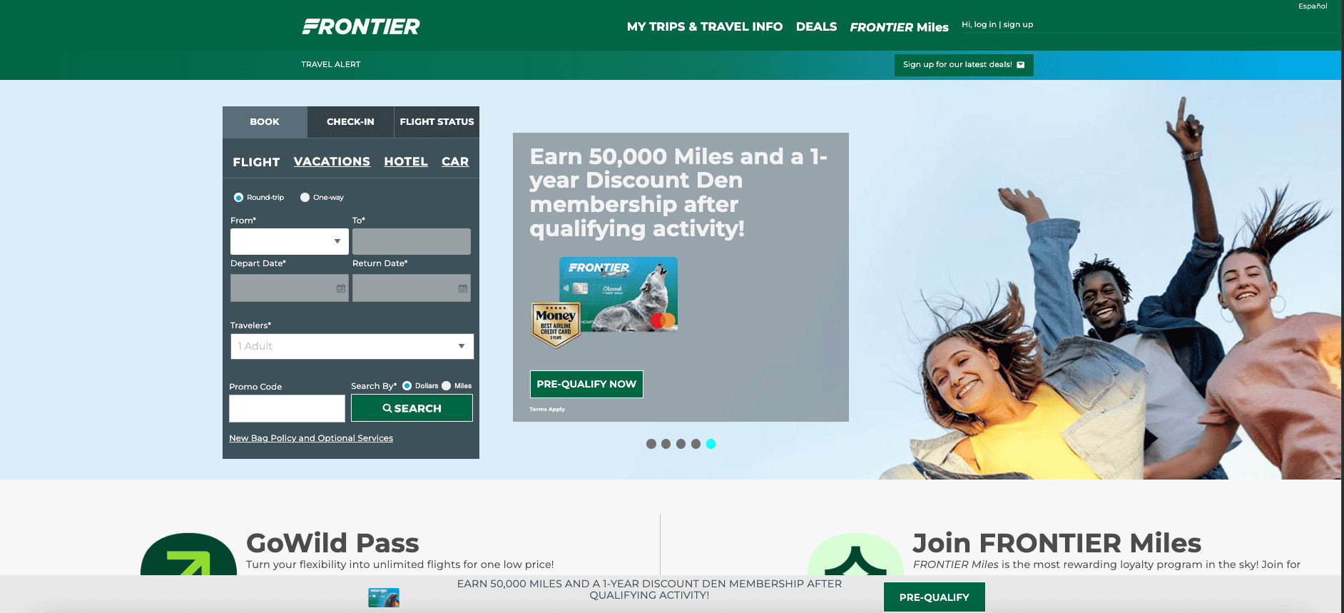 airline website with multiple competing banners