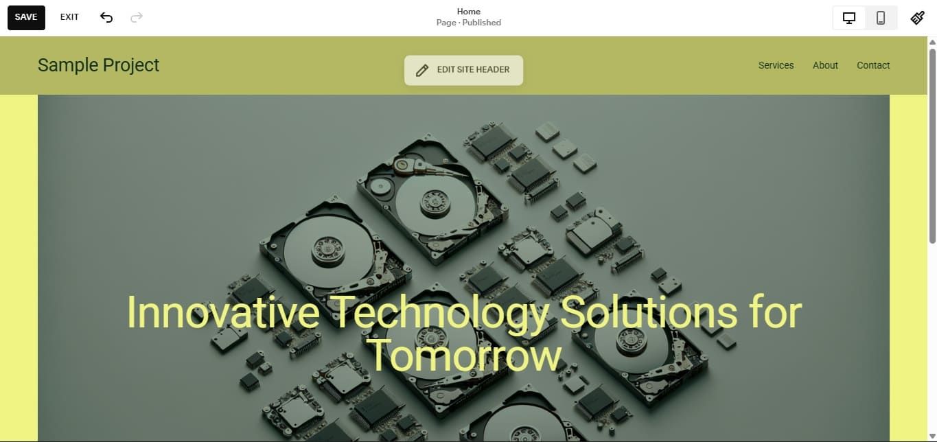 Squarespace editor interface