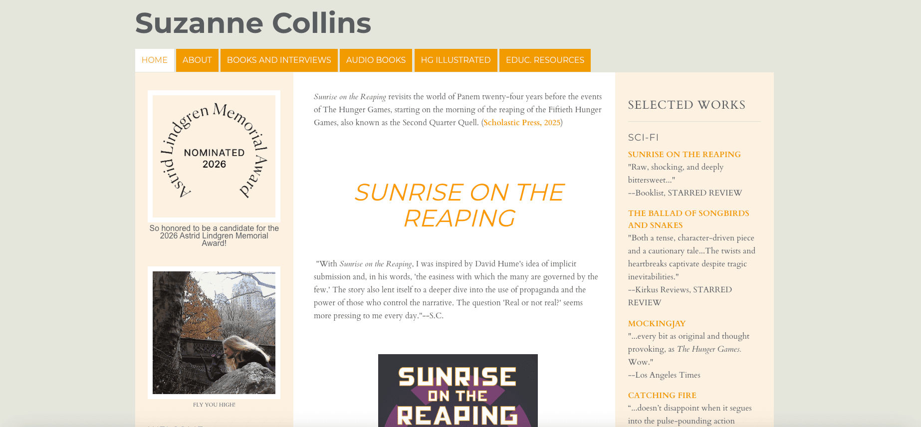 author website with flat visual hierarchy