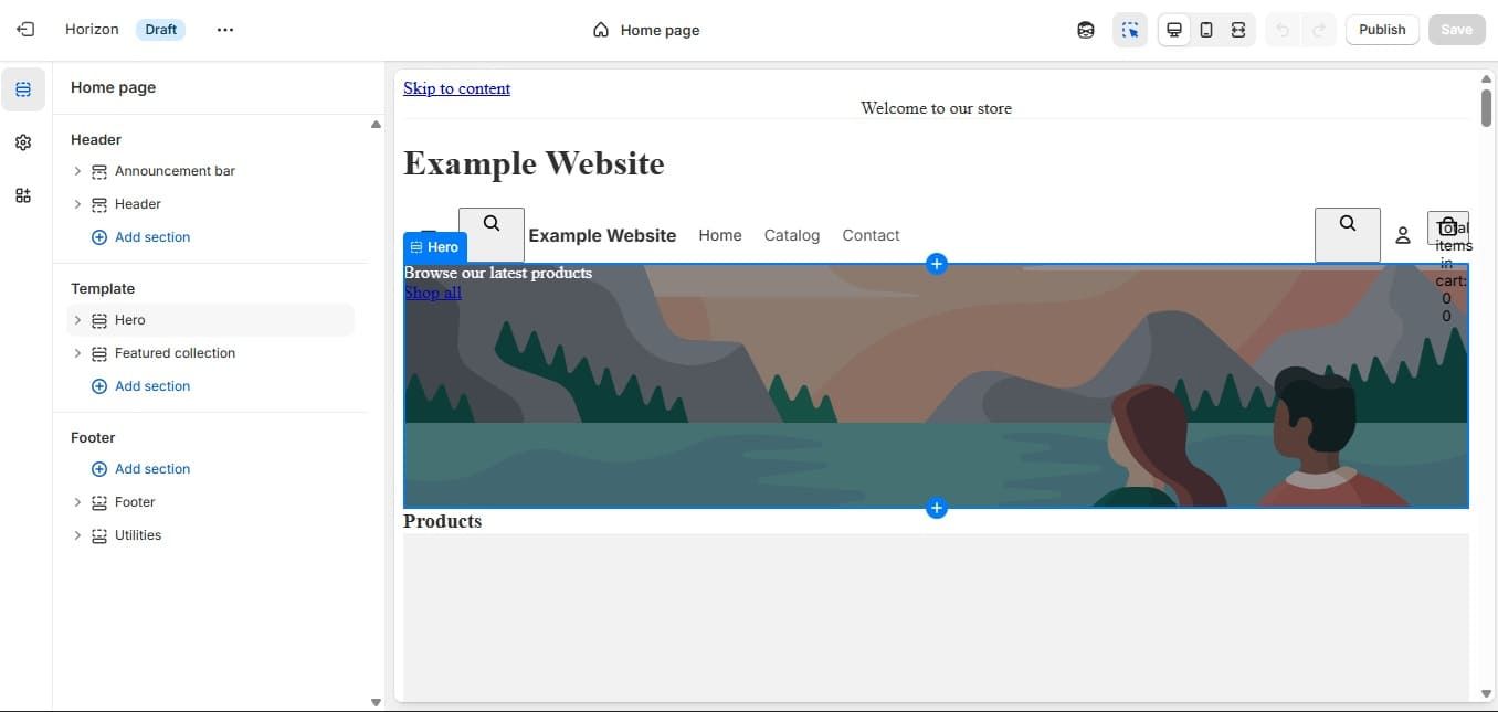 Shopify theme editor