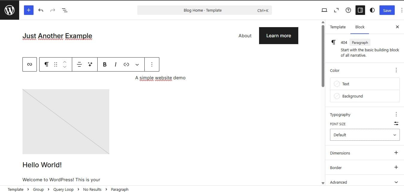 WordPress Block Editor interface 