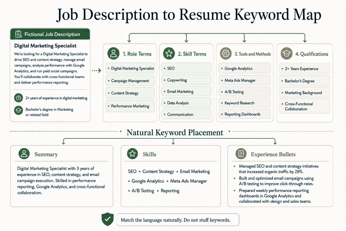Ats Friendly Resume Template Tips For Modern Job Applications Job Description To Resume Keyword Mapping 1