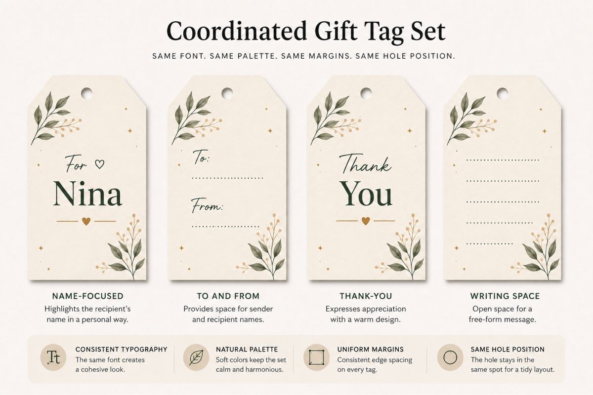 Canva Gift Tag Design Tutorial For Cute And Printable Labels Coordinated Gift Tag Set Mockup