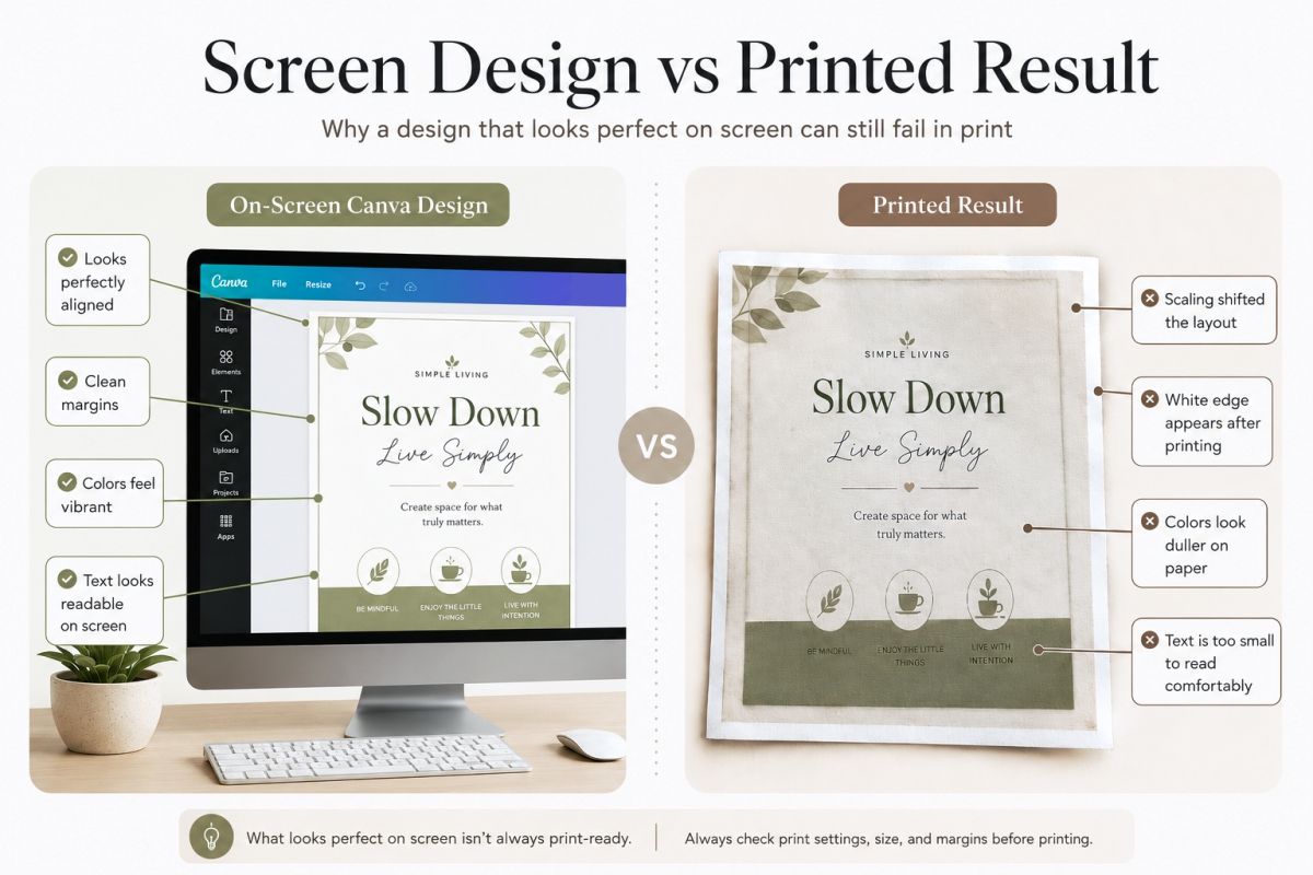Canva Pdf Print Settings How To Export Printables The Right Way Screen Design Vs Printed Result Comparison