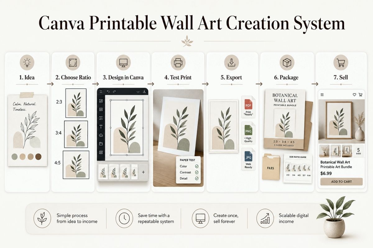 Canva Printable Wall Art Tutorial For Beginners And Digital Sellers Canva Printable Wall Art Workflow