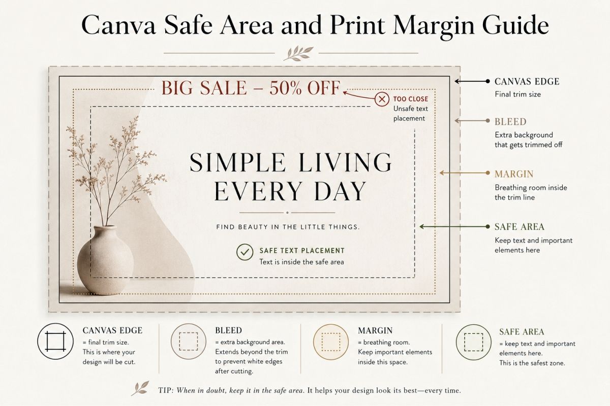 Canva Printable Wall Art Tutorial For Beginners And Digital Sellers Safe Area And Print Margin Guide