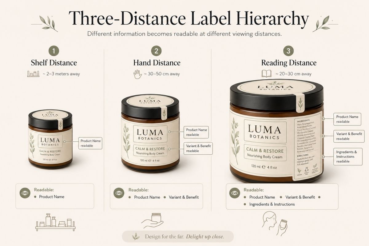 Canva Product Label Design Tips For Small Business Packaging Three Distance Label Hierarchy