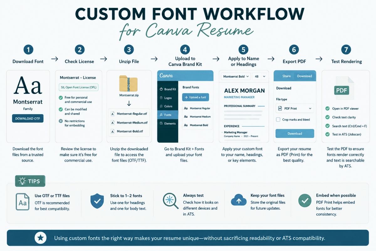 Canva Resume Template Design Tips For Clean And Professional Cvs Custom Font Workflow For Resumes