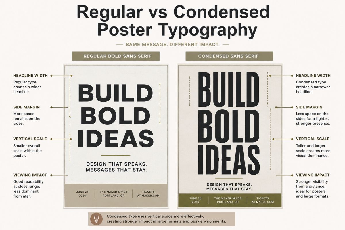 Condensed Fonts For Posters How To Create Strong Vertical Impact Regular Vs Condensed Poster Typography