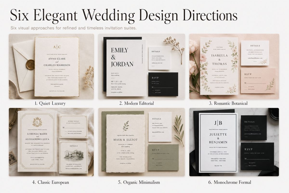 Elegant Wedding Invitation Design Ideas For Premium Printable Cards Six Elegant Wedding Design Directions