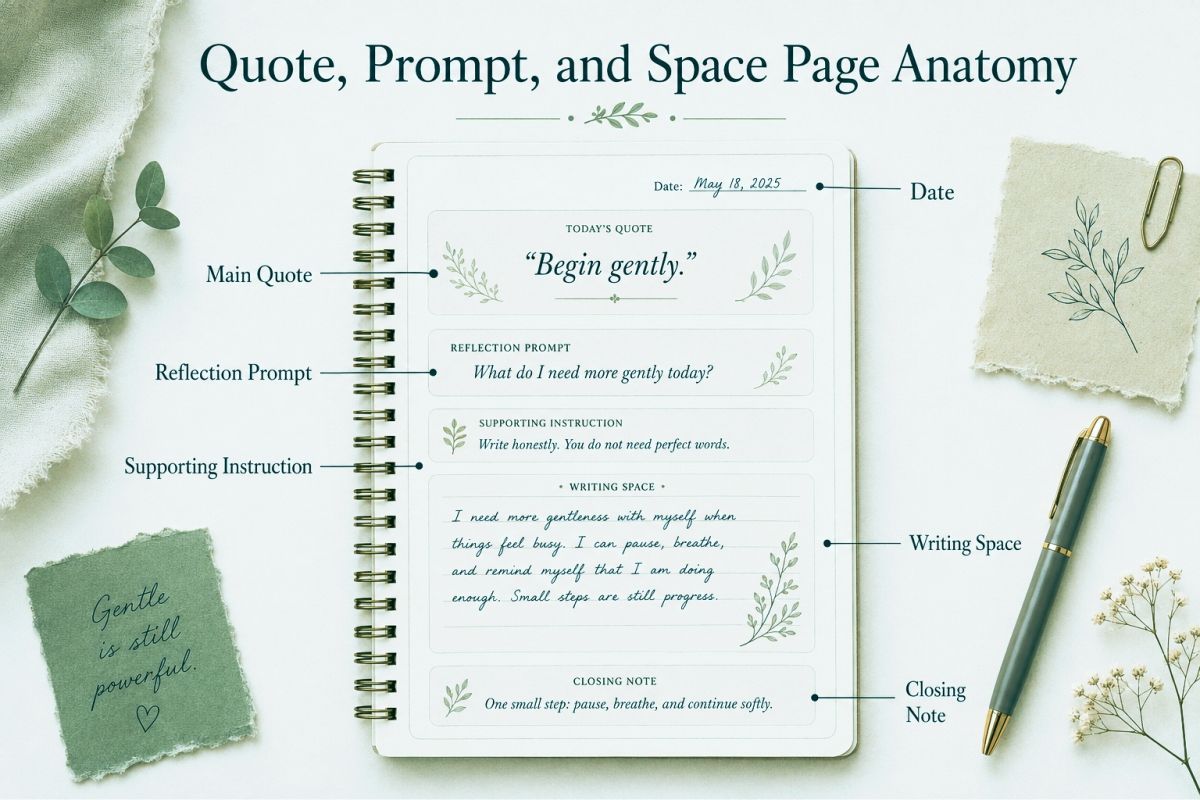 Journaling Quotes Printable Ideas For Reflection Pages And Self Care Layouts Gentle Journaling Page Anatomy