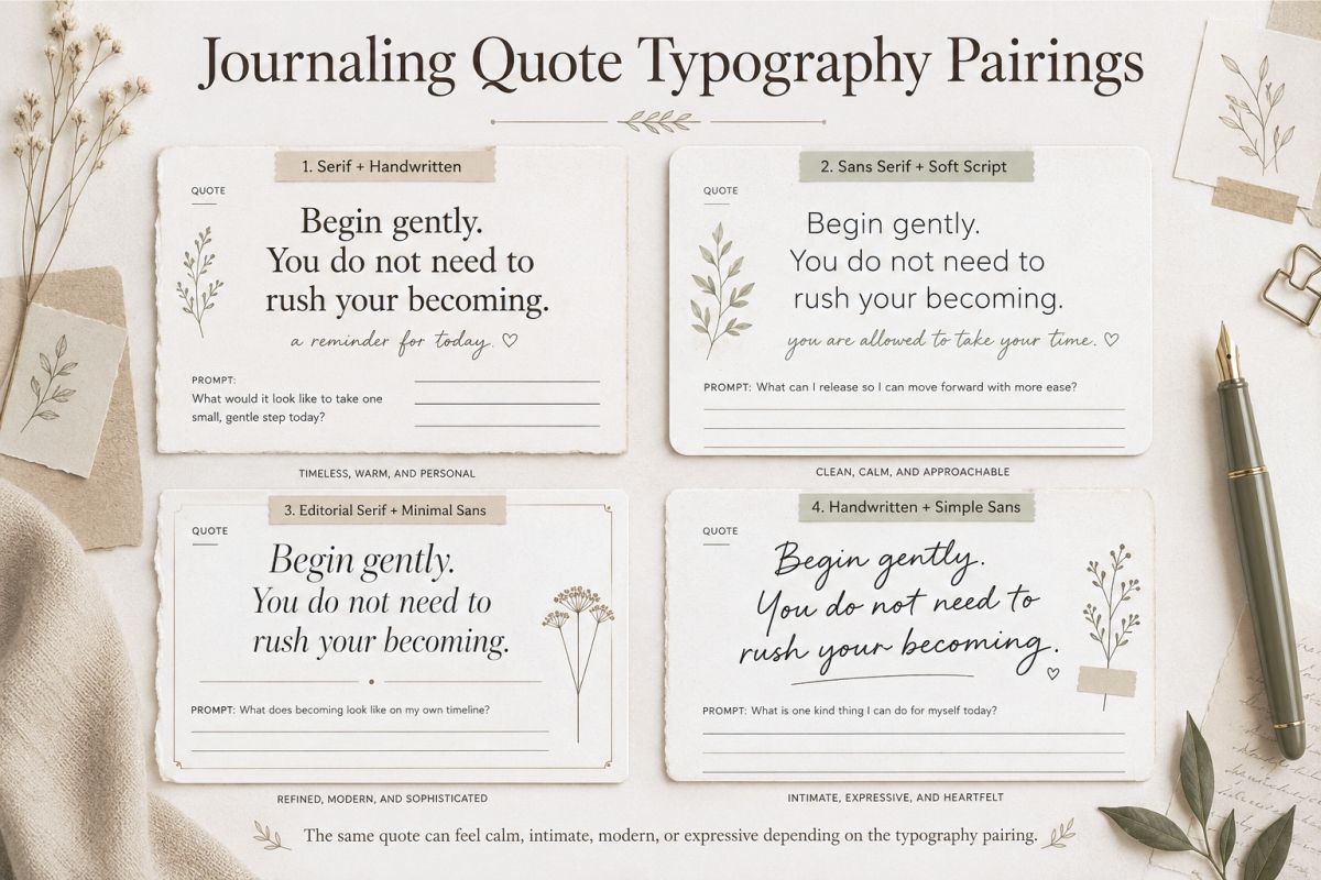 Journaling Quotes Printable Ideas For Reflection Pages And Self Care Layouts Journaling Quote Typography Pairings