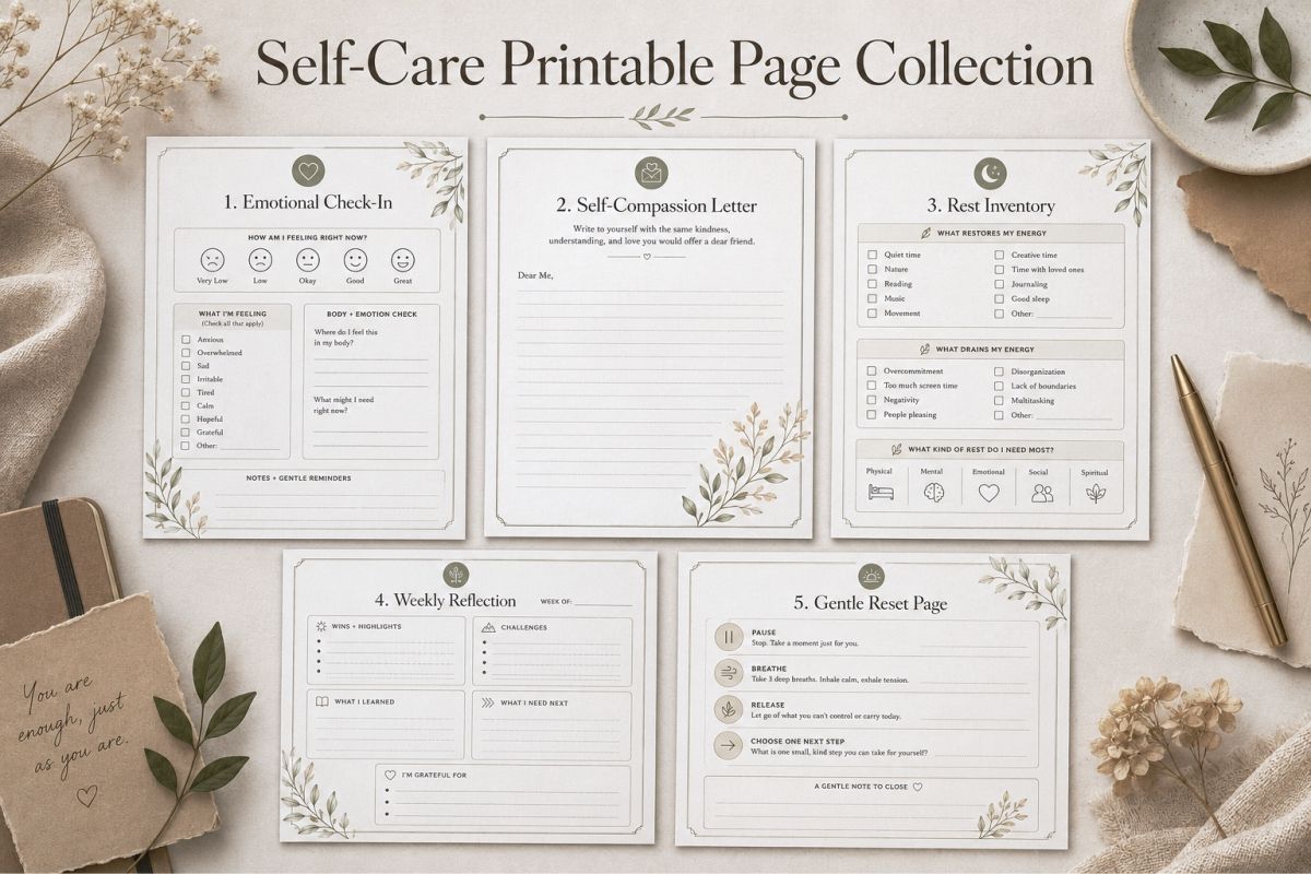 Journaling Quotes Printable Ideas For Reflection Pages And Self Care Layouts Self Care Printable Page Collection