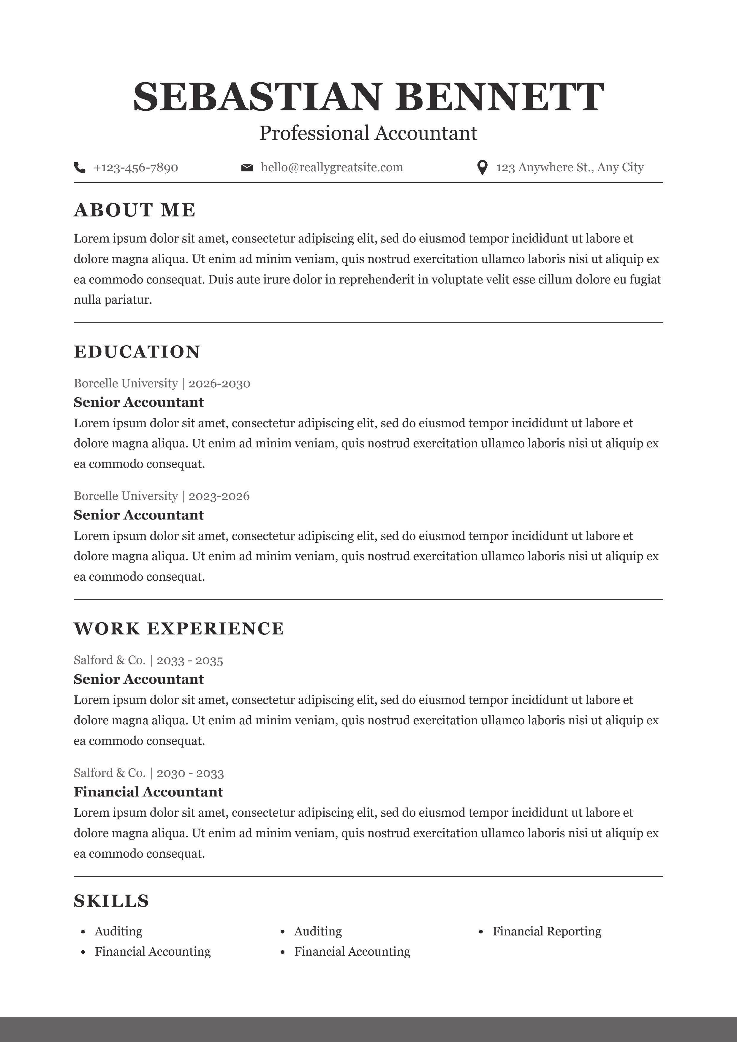 Minimalist Professional Resume A4 Georgia