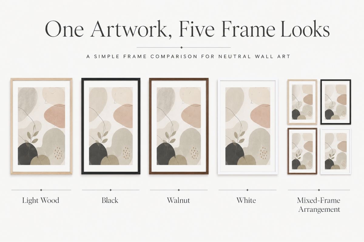 Neutral Printable Wall Art For Calm Minimal And Modern Interiors One Artwork Five Frame Options