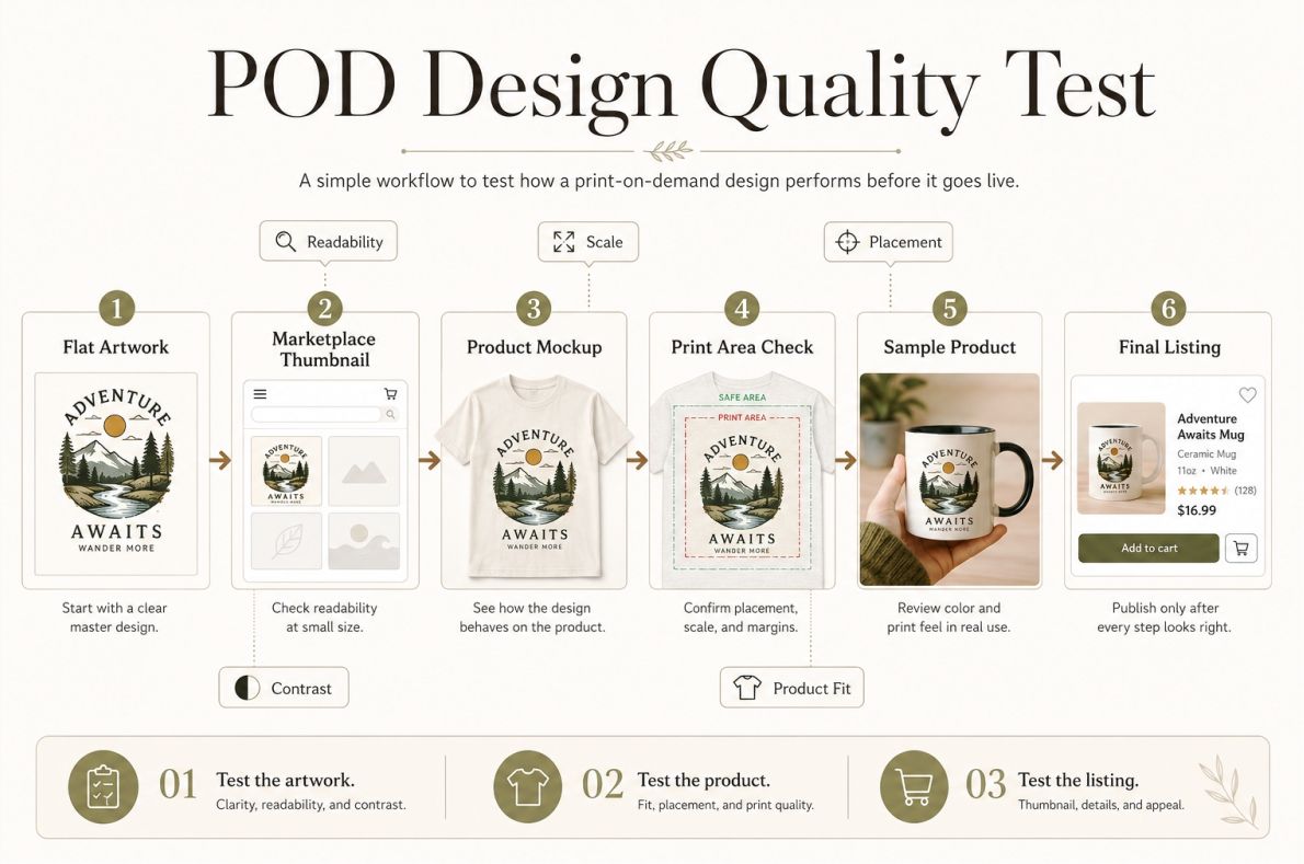 Pod Design Ideas For T Shirts Mugs Tote Bags And Stickers Pod Design Quality Testing Workflow 1