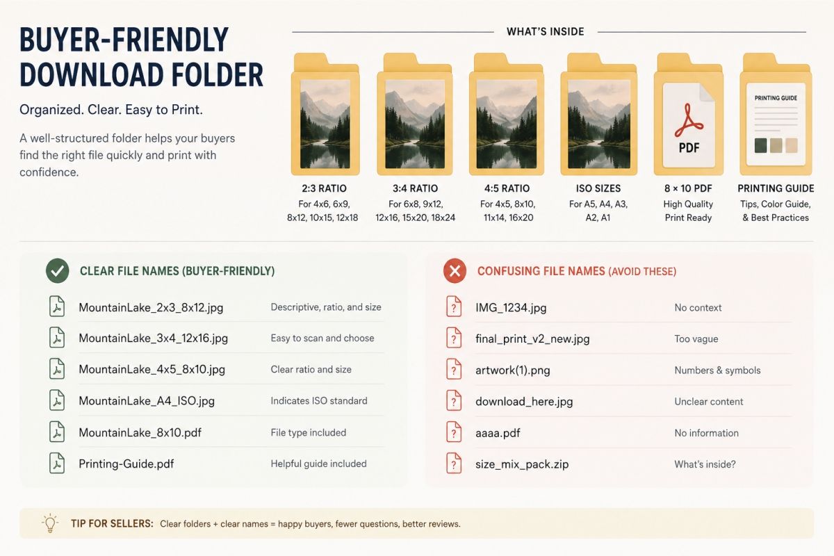 Printable Art File Formats Pdf Jpg Png And What Buyers Need Buyer Friendly Download Folder Guide