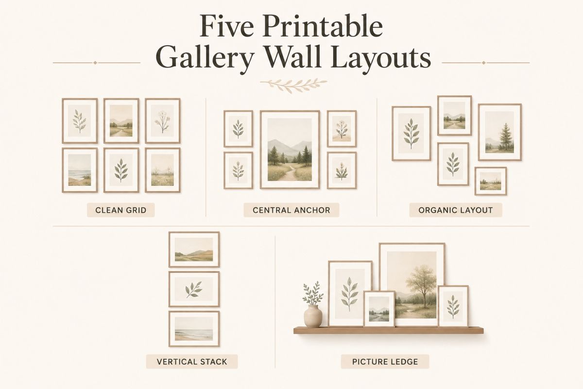 Printable Gallery Wall Ideas Five Simple Wall Layout Ideas1