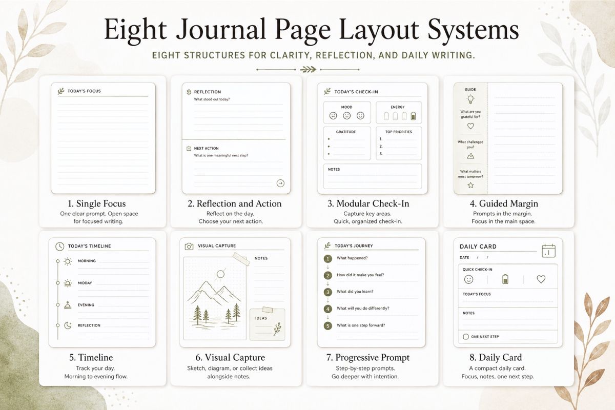 Printable Journal Pages Layout Ideas For Personal And Creative Use Preview2  Eight Journal Page Layout Systems