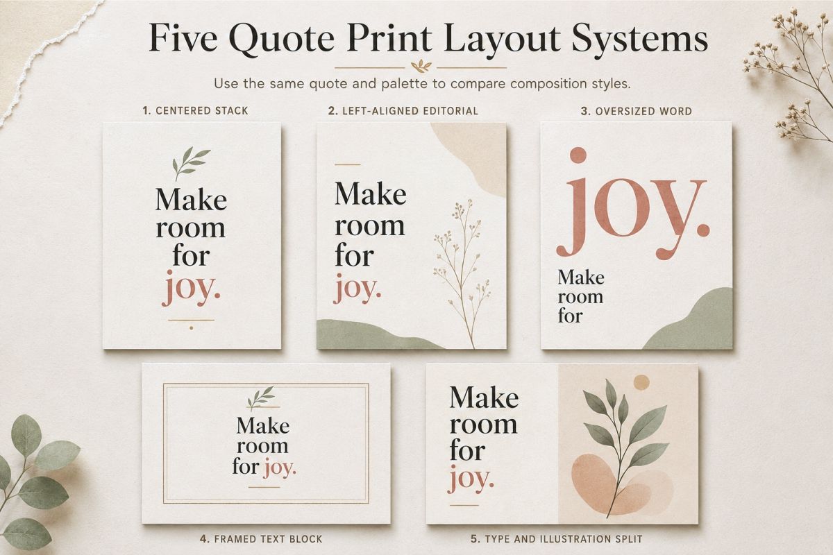 Printable Quote Wall Art Ideas For Frames Gifts And Digital Shops Five Quote Print Layout Systems