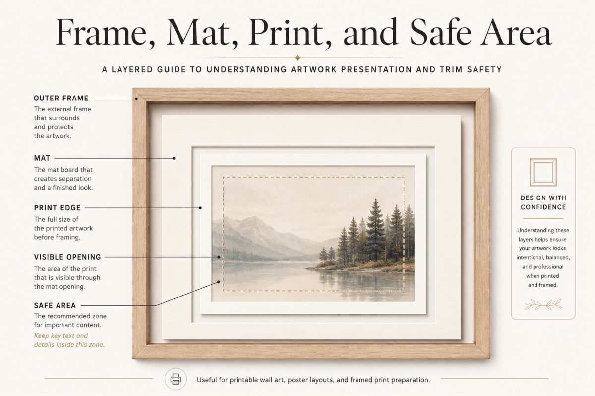 Printable Wall Art Size Guide 5x7 8x10 A4 And Large Prints Art Presentation Guide And Frame Layers