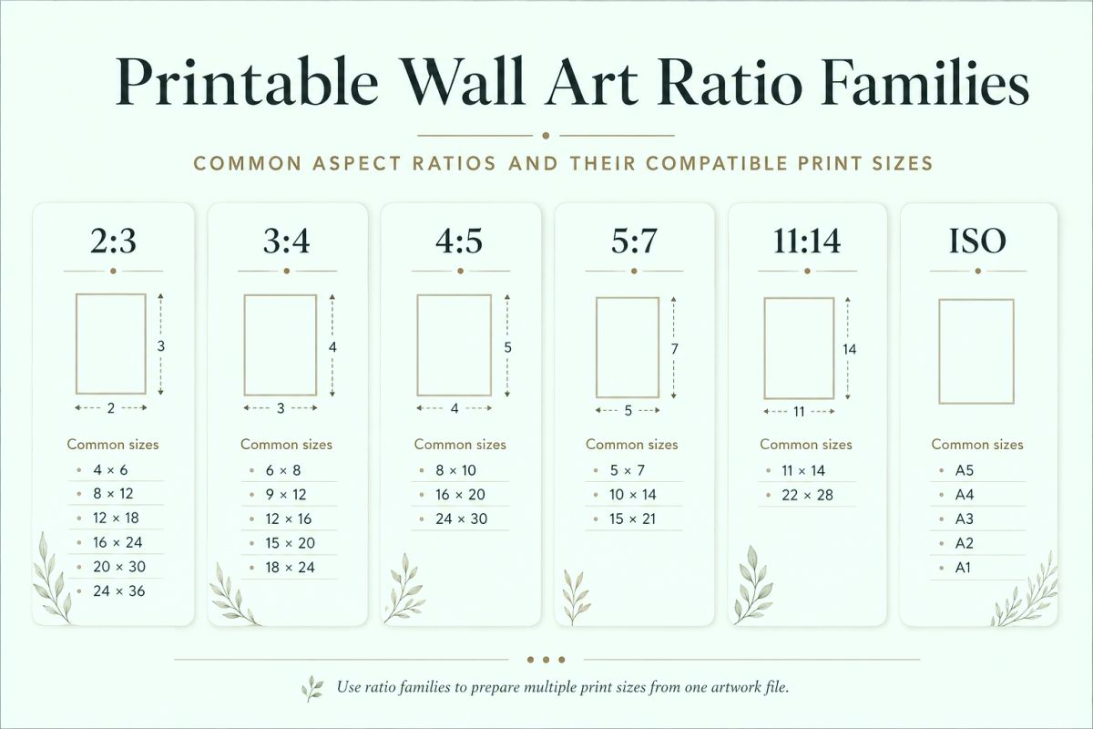 Printable Wall Art Size Guide 5x7 8x10 A4 And Large Prints Printable Wall Art Ratio Guide 1