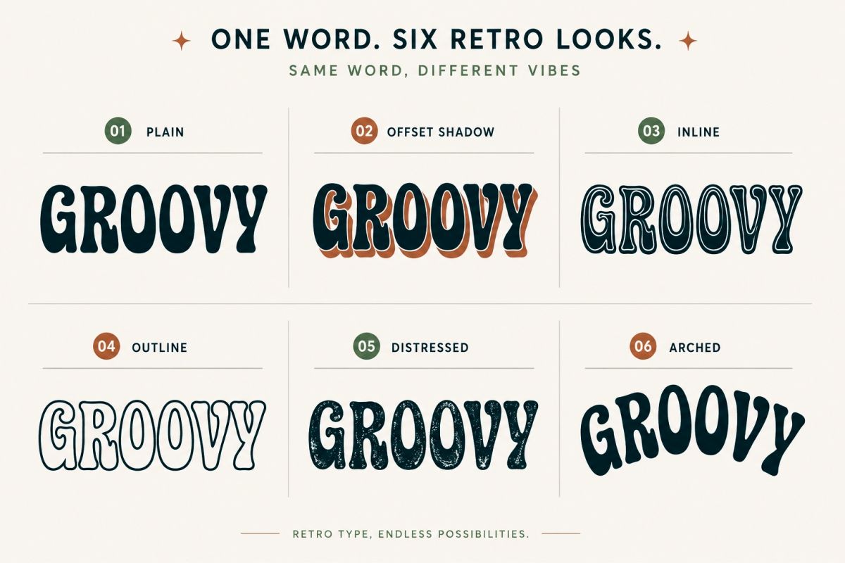 Retro typography effects comparison