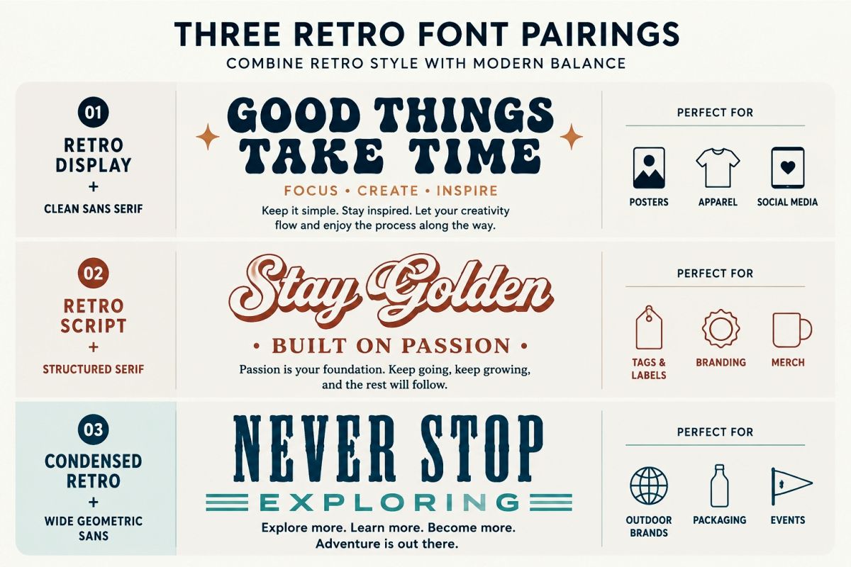 Retro font pairing ideas for headlines and body text