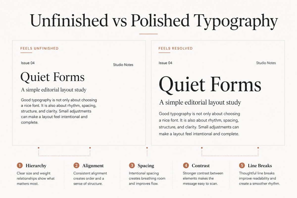 Typography Mistakes That Make Good Designs Look Unfinished Unfinished Vs Polished Typography Comparison