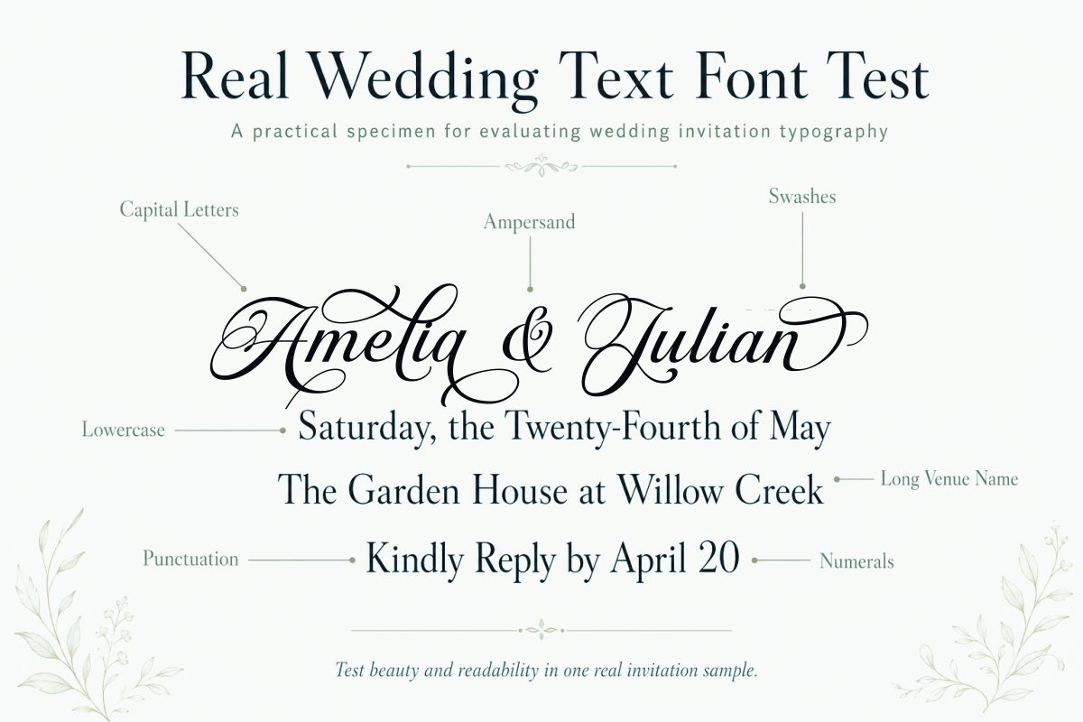 Wedding Invitation Fonts For Elegant Romantic And Modern Designs Wedding Typography Specimen With Annotations