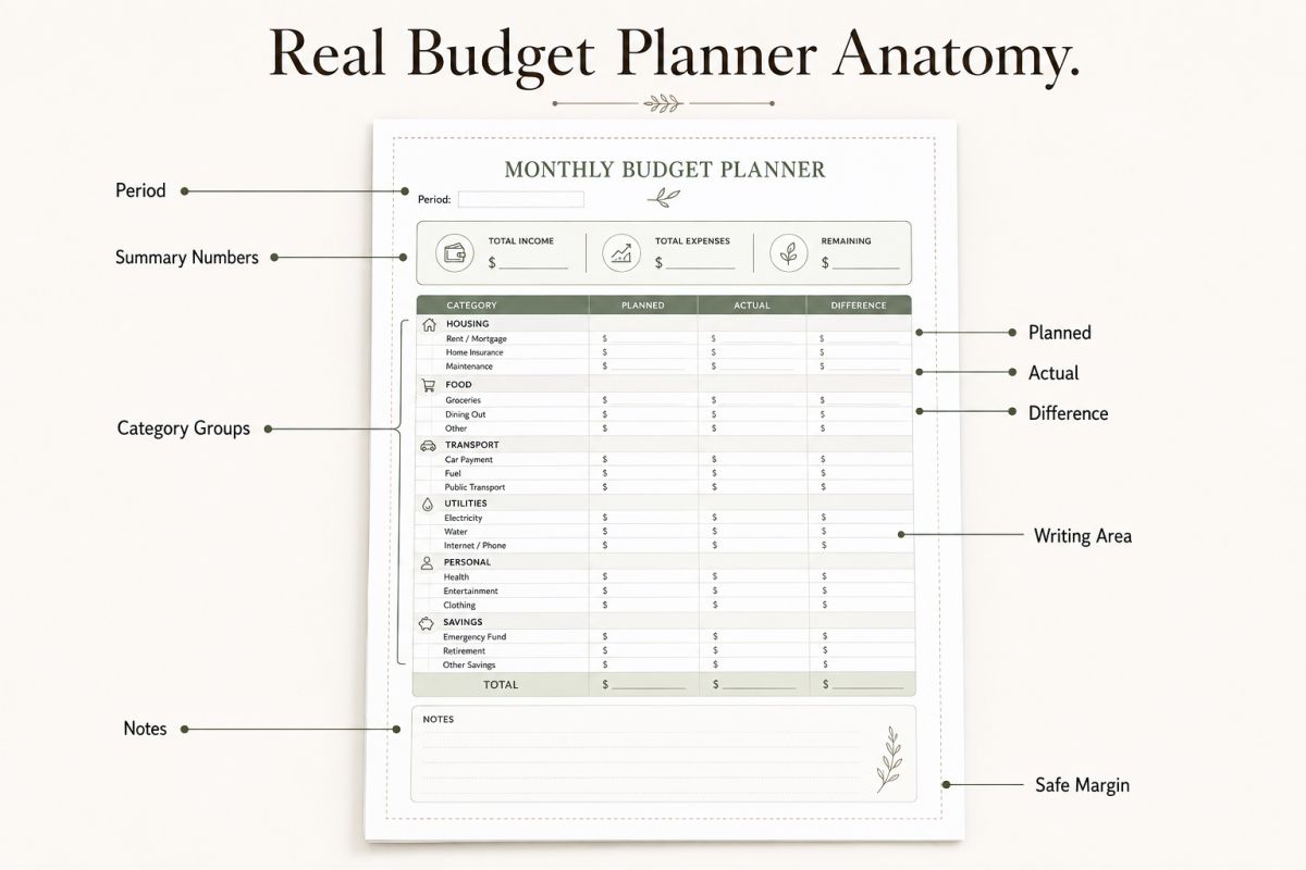Real Budget Planner Anatomy.