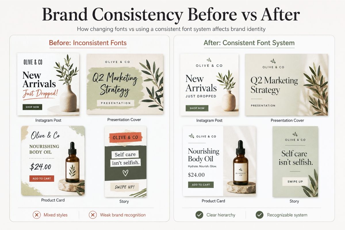 Canva Brand Kit Fonts How To Keep Your Visual Identity Consistent Preview1 Brand Consistency Before Vs After