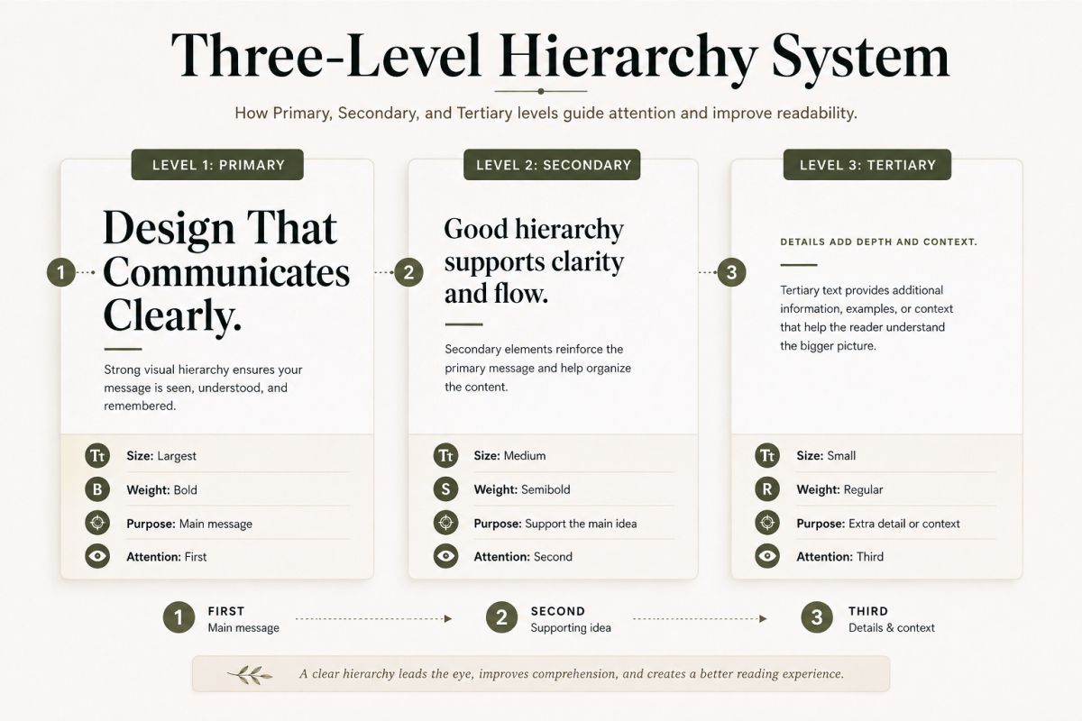 Canva Typography Hierarchy Tips For Cleaner And Easier To Read Designs Preview3 Three Level Hierarchy System