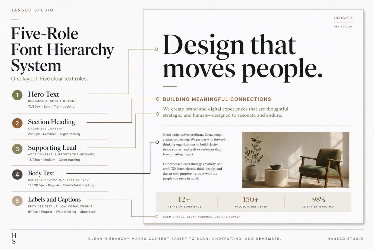 Font Hierarchy In Design A Simple Guide For Cleaner Layouts Five Role Font Hierarchy System