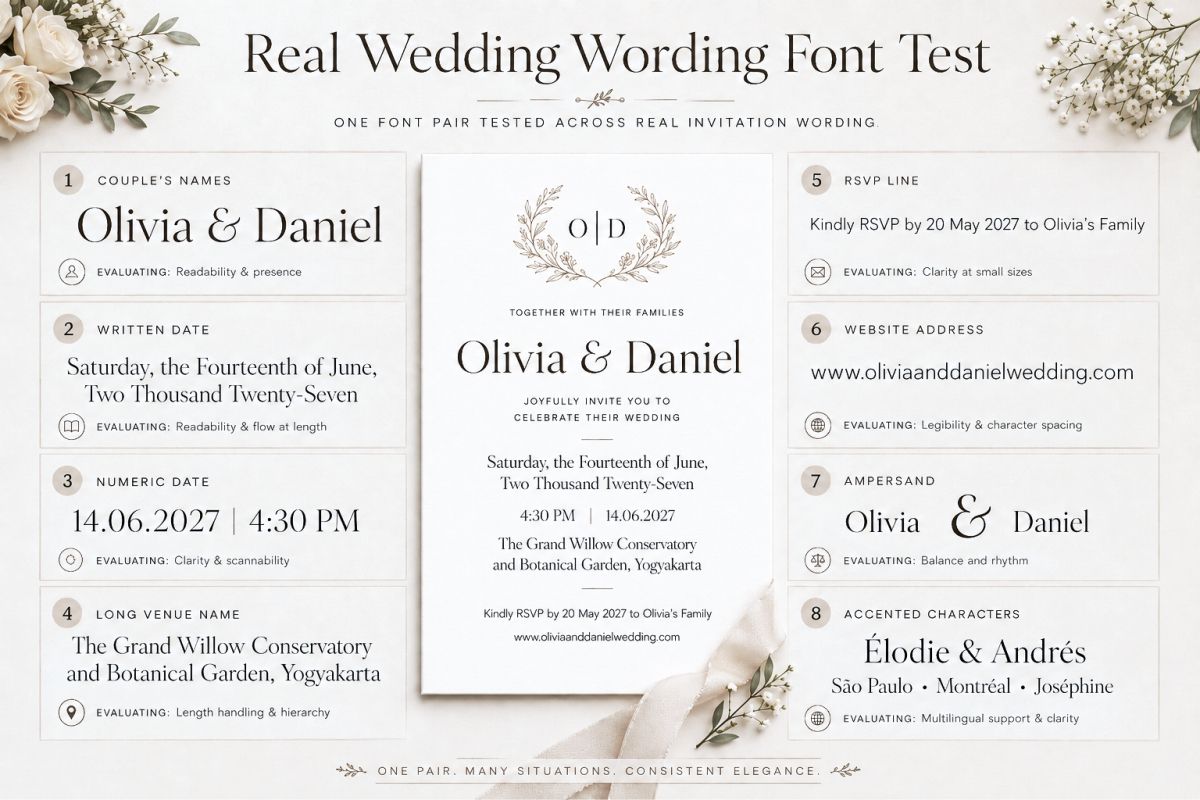 Font Pairing For Wedding Invitations Elegant Combinations Preview5 Real Wedding Wording Font Test
