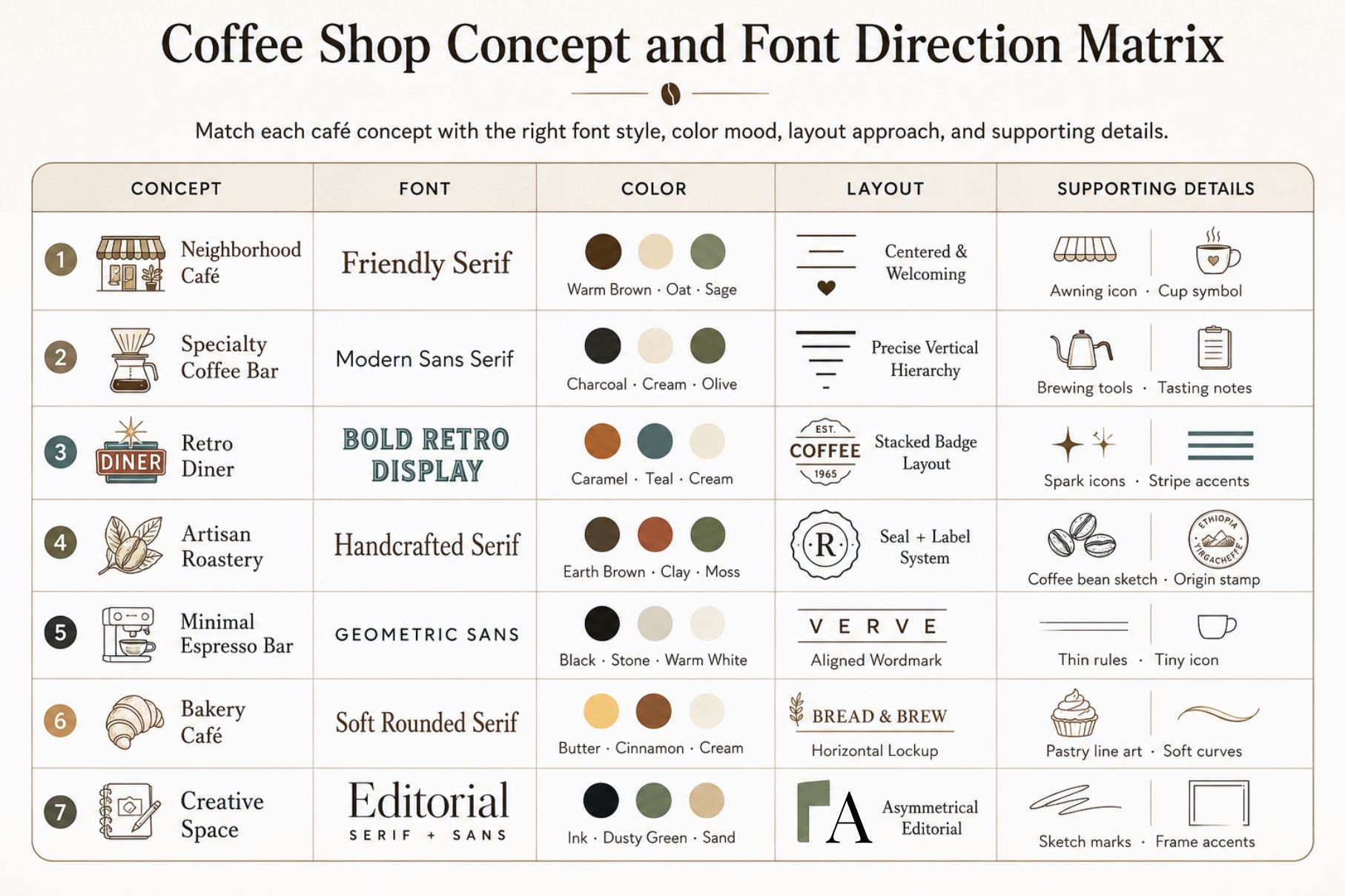 Fonts For Coffee Shop Logos Cozy Retro And Modern Ideas Coffee Shop Concept And Font Direction Matrix