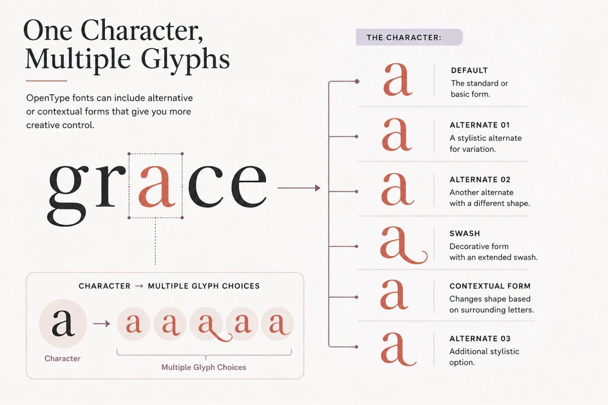 Fonts With Alternates And Ligatures How To Use Extra Characters In Design 1