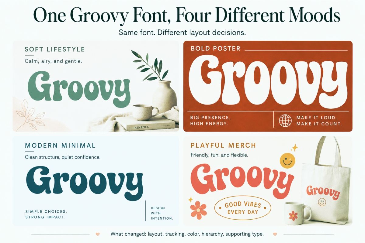 One Groovy Font, Four Different Moods.