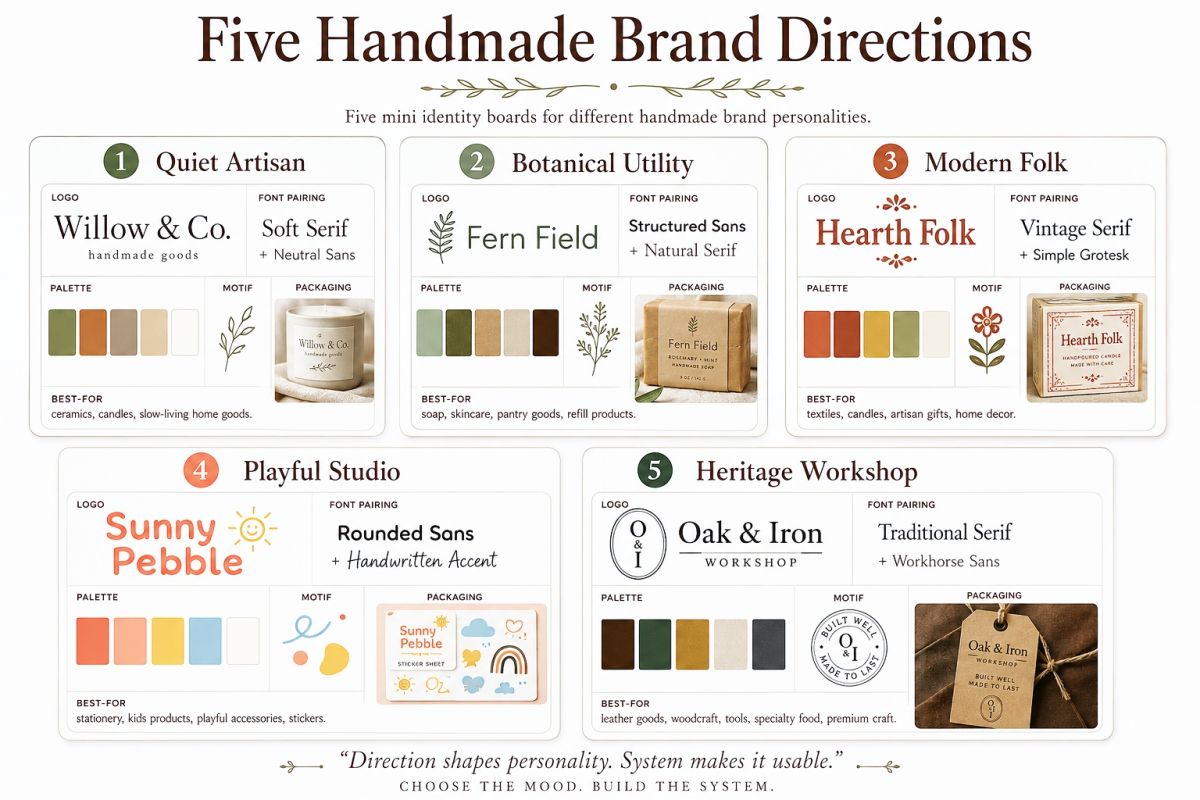 Handmade Brand Identity Ideas That Feel Warm And Professional Preview12  Five Handmade Brand Directions