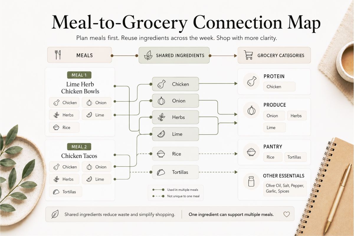 Meal-to-Grocery Connection Map.