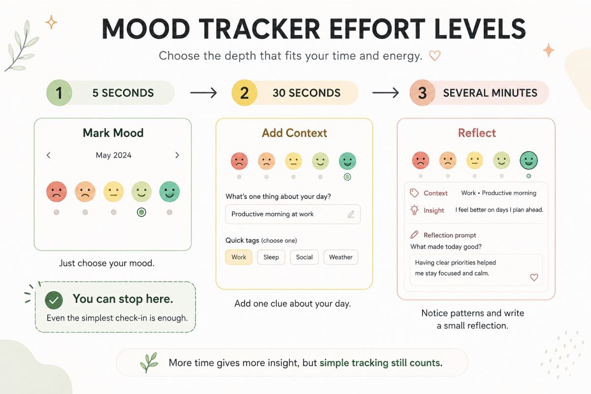Mood Tracker Printable Ideas For Journaling And Self Care Pages 4 Mood Tracker Effort Levels