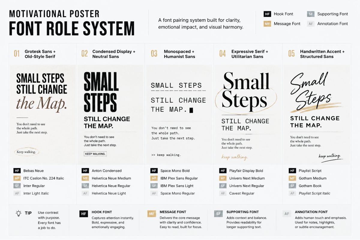 Motivational Quote Poster Design Ideas That Feel Modern Not Generic Preview4 Motivational Poster Font Role System