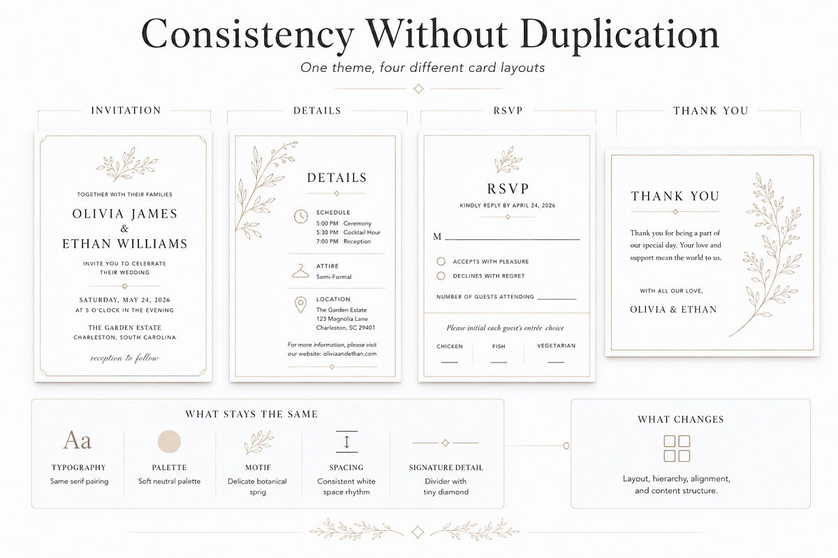 Printable Wedding Cards Design Ideas For Invitations And Thank You Notes Preview2  Consistency Without Duplication