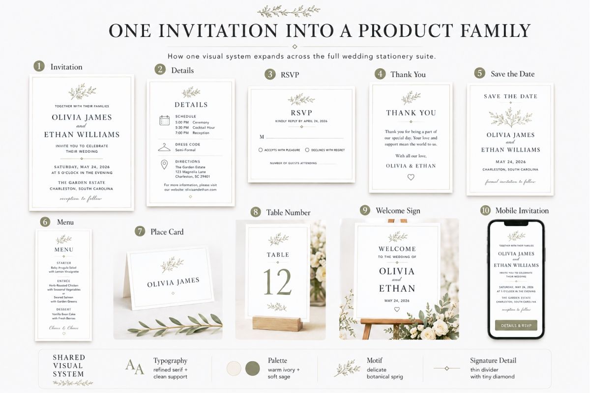 Printable Wedding Cards Design Ideas For Invitations And Thank You Notes Preview8  One Invitation Into A Product Family